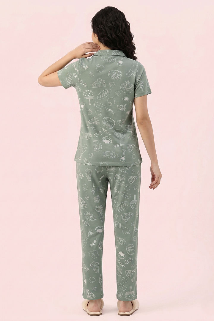 Zivame Knit Cotton Pyjama Set - Iceberg Green — image 3
